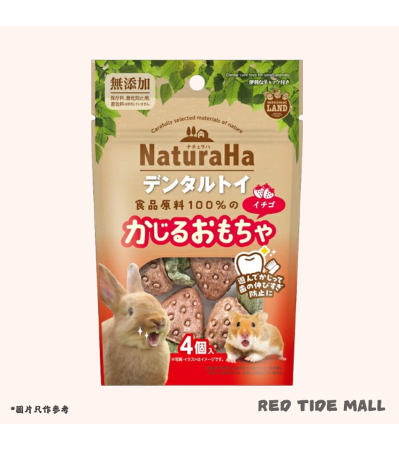 Marukan Minimal Land NaturaHa 小動物潔齒玩具 草莓口味(4個) 無添加玩具