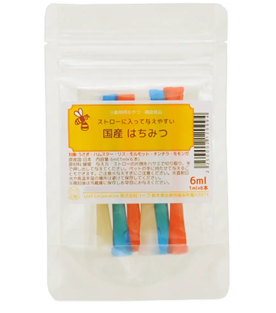 [預購PET] Leaf Corp 吸管裝國產蜂蜜 6ml (1ml x 6 瓶) 小動物零食 無添加物 無色素