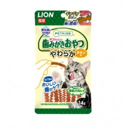 [預購] Lion PETKISS 貓貓牙膏零食軟條 雞肉味 14g