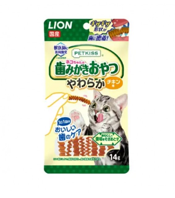 [預購] Lion PETKISS 貓貓牙膏零食軟條 雞肉味 14g