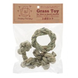 Happy Holiday 雀鳥小動物 草織玩具套裝 (花圈 啞鈴 球 各1個)