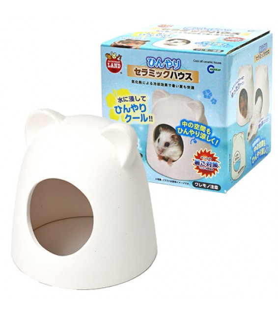 [預購PET] Marukan 白色耳朵陶瓷倉鼠屋 浸水涼爽
