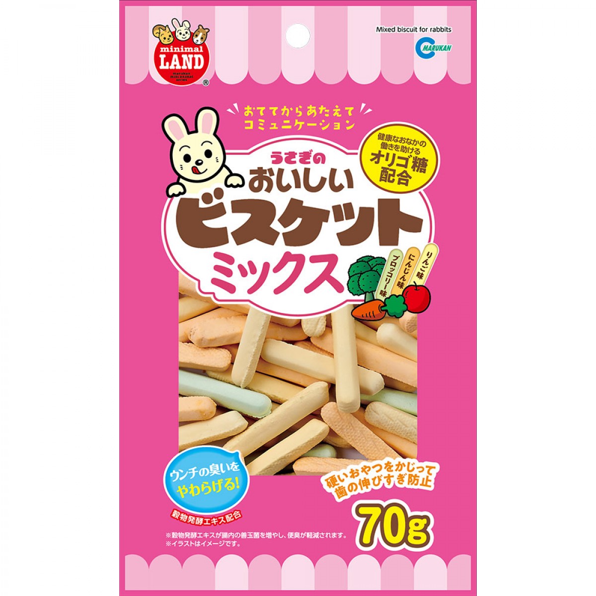 [預購PET] Marukan 兔兔零食 美味手指餅乾 70g