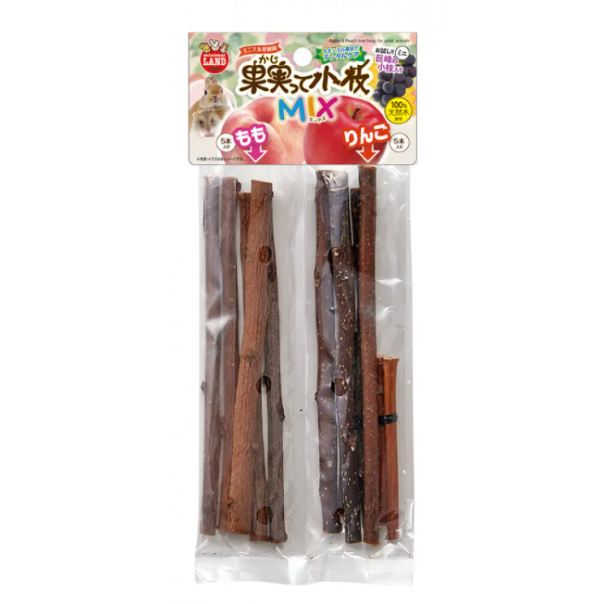 [預購PET] Marukan 磨牙樹枝 桃x蘋果混合 10枝 (贈品: 巨峰2枝迷你版)
