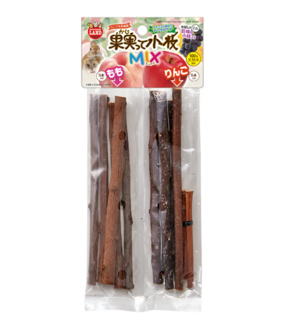 [預購PET] Marukan 磨牙樹枝 桃x蘋果混合 10枝 (贈品: 巨峰2枝迷你版)