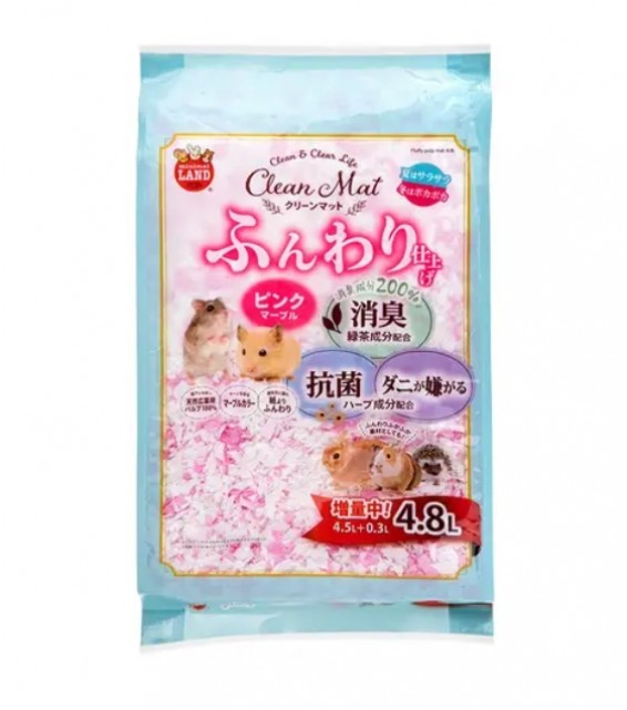 Marukan Clean Mat 粉紅白色紙棉片 4.5L 透氣蓬鬆 綠茶草本消臭成分