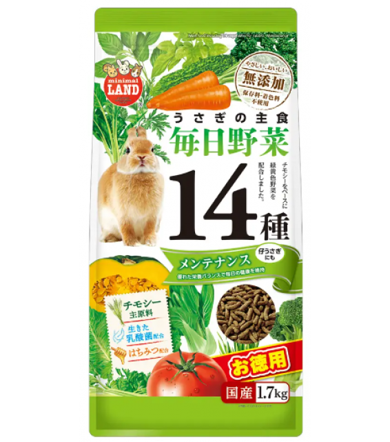 [預購RABBIT] Marukan 每天14種蔬菜乳酸菌兔糧 1.7kg