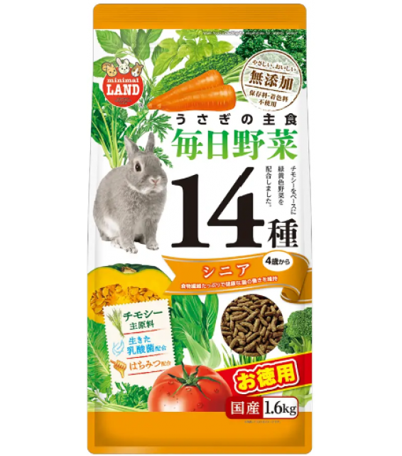[預購RABBIT] Marukan 每天14種野菜乳酸菌兔糧 1kg 老年兔主食
