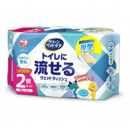 [預購] Iris Ohyama 寵物濕紙巾 可沖入馬桶 70片 x 2包 (PNWT-2P)